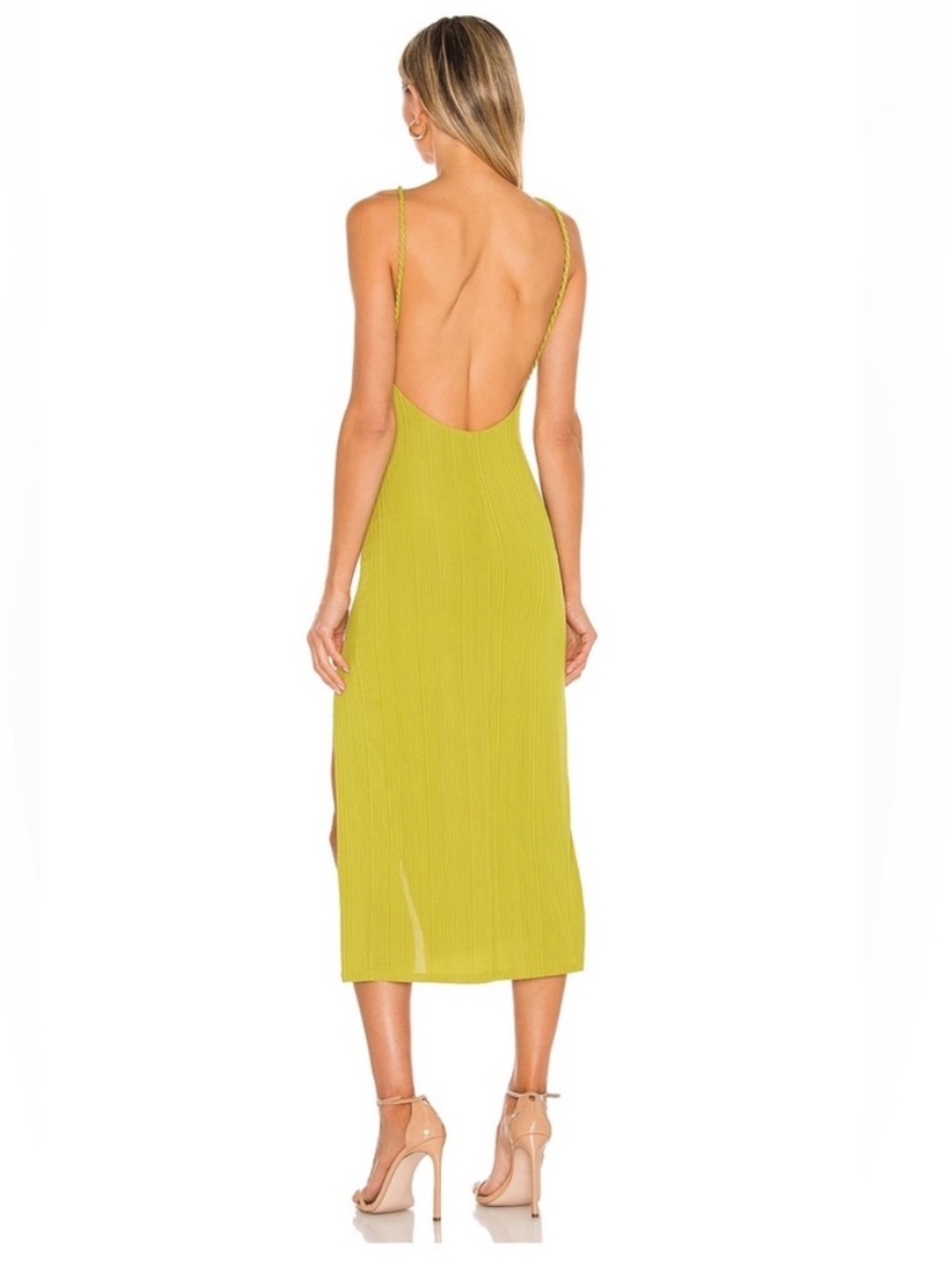 Camila Coelho Shelly Midi Olive Green Maxi Slip Dress with Side Slit - Picture 4 of 4